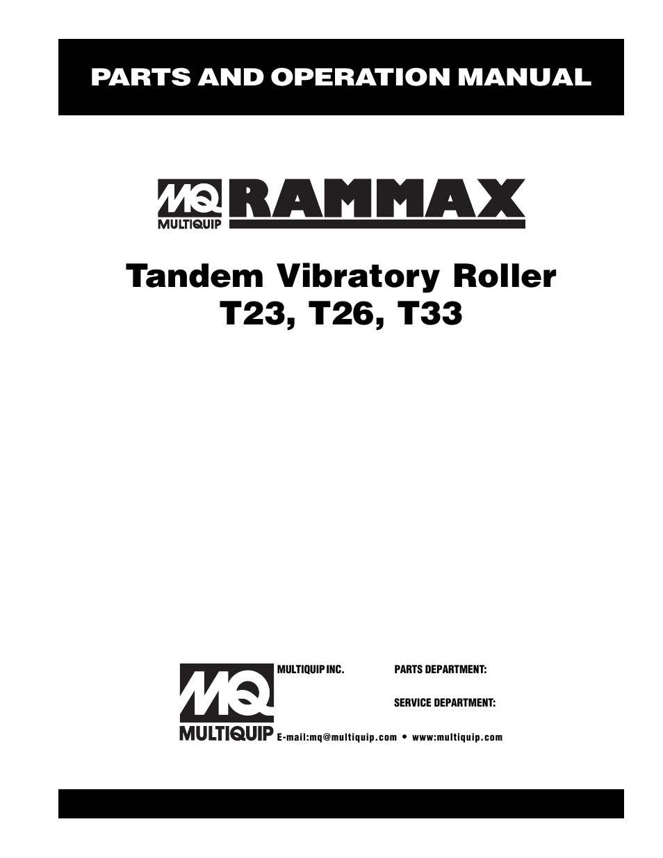 Multiquip Rammax Tandem Vibratory Roller T23 User Manual | 232 pages