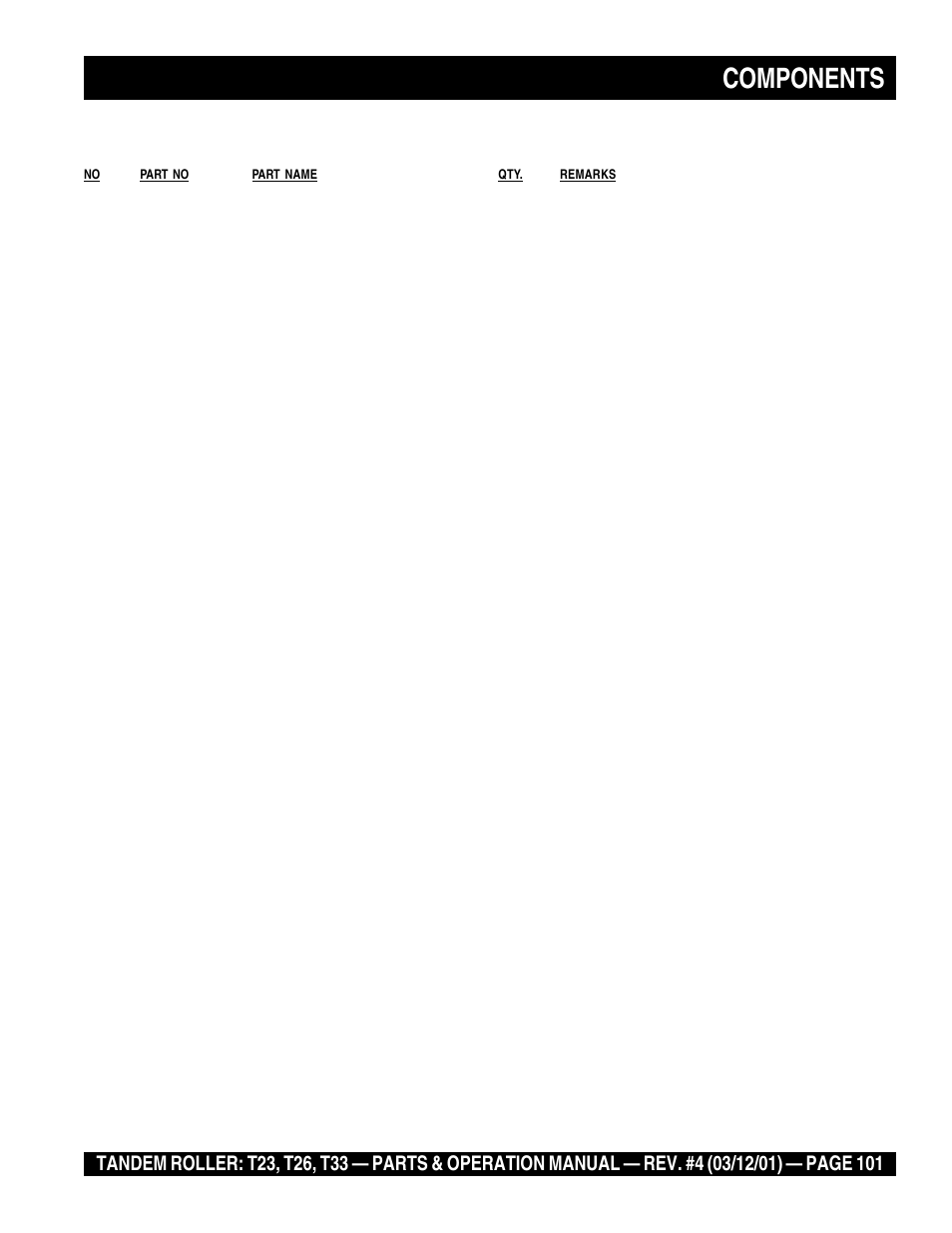 Components | Multiquip Rammax Tandem Vibratory Roller T23 User Manual | Page 101 / 232