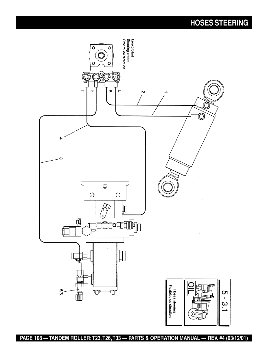 Hoses steering | Multiquip Rammax Tandem Vibratory Roller T23 User Manual | Page 108 / 232