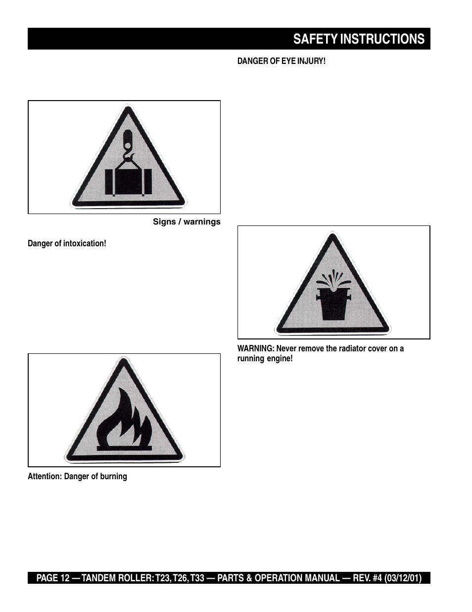 Safety instructions | Multiquip Rammax Tandem Vibratory Roller T23 User Manual | Page 12 / 232