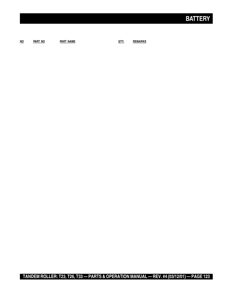 Battery | Multiquip Rammax Tandem Vibratory Roller T23 User Manual | Page 123 / 232