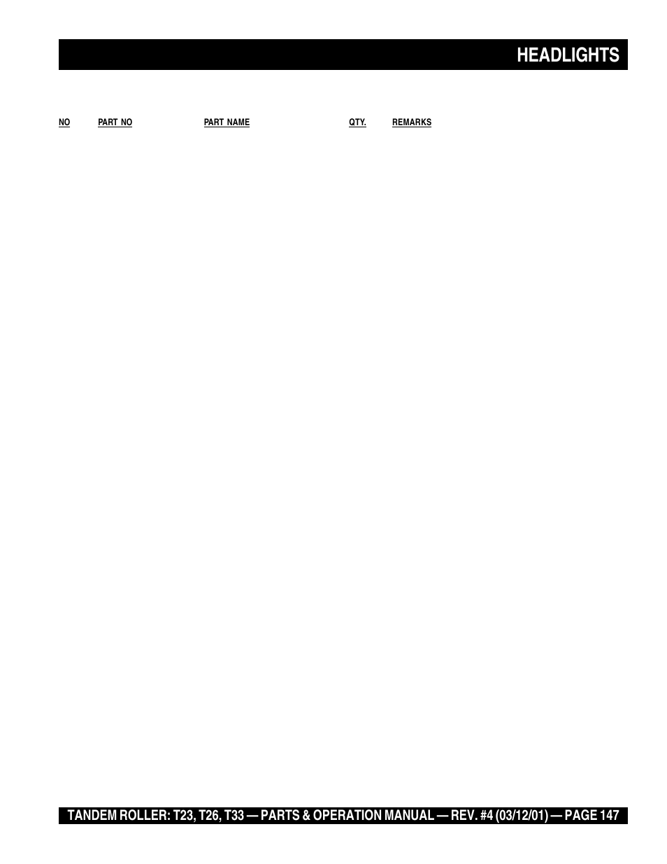 Headlights | Multiquip Rammax Tandem Vibratory Roller T23 User Manual | Page 147 / 232