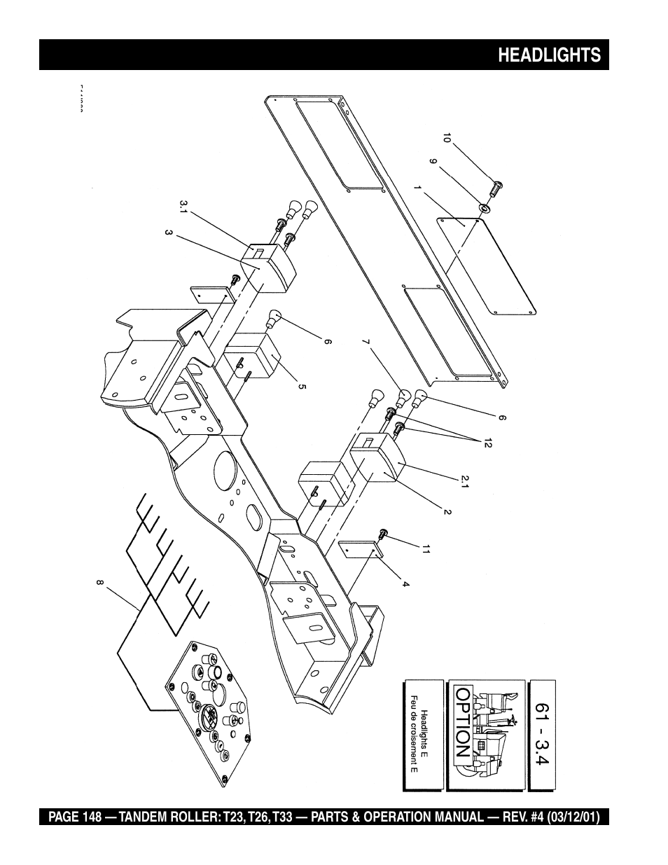 Headlights | Multiquip Rammax Tandem Vibratory Roller T23 User Manual | Page 148 / 232