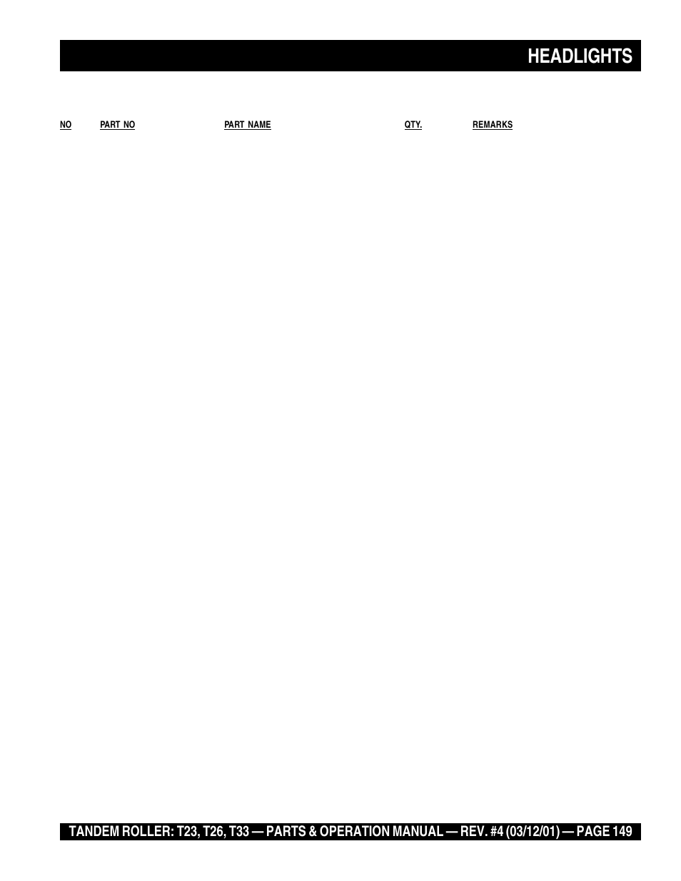 Headlights | Multiquip Rammax Tandem Vibratory Roller T23 User Manual | Page 149 / 232