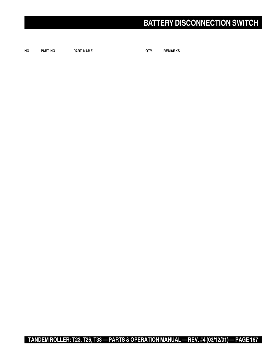 Battery disconnection switch | Multiquip Rammax Tandem Vibratory Roller T23 User Manual | Page 167 / 232