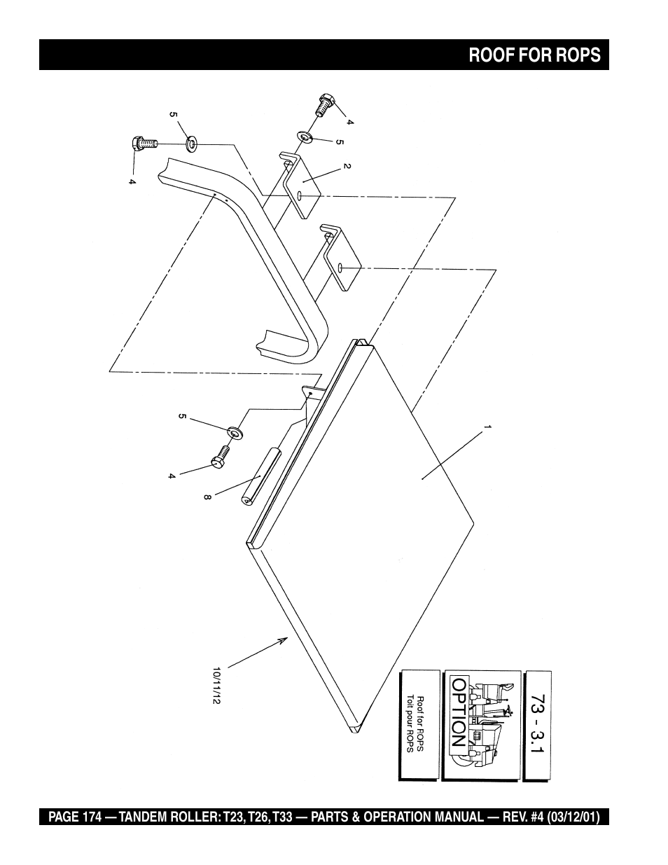 Roof for rops | Multiquip Rammax Tandem Vibratory Roller T23 User Manual | Page 174 / 232
