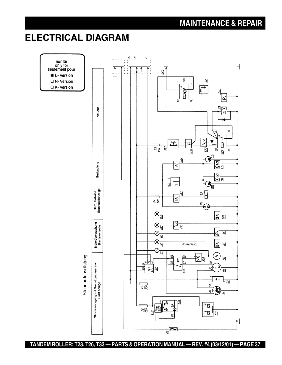 Electrical diagram | Multiquip Rammax Tandem Vibratory Roller T23 User Manual | Page 37 / 232
