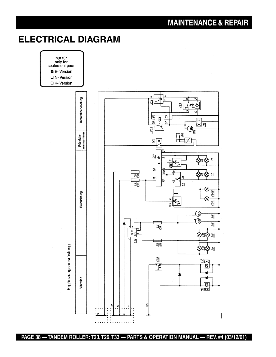 Electrical diagram | Multiquip Rammax Tandem Vibratory Roller T23 User Manual | Page 38 / 232