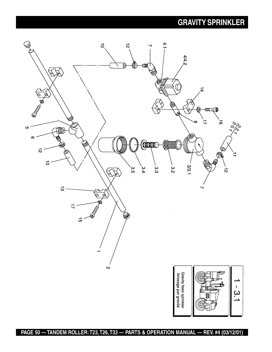 Gravity sprinkler | Multiquip Rammax Tandem Vibratory Roller T23 User Manual | Page 50 / 232