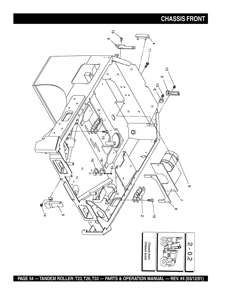 Chassis front | Multiquip Rammax Tandem Vibratory Roller T23 User Manual | Page 54 / 232