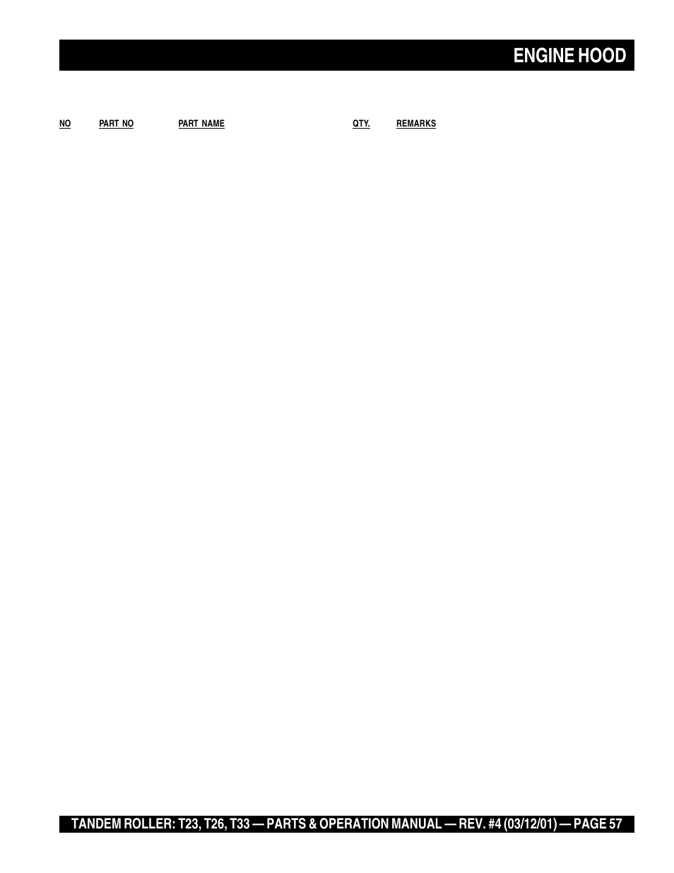 Engine hood | Multiquip Rammax Tandem Vibratory Roller T23 User Manual | Page 57 / 232