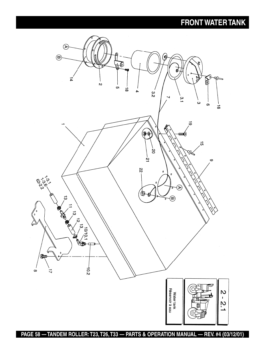 Front water tank | Multiquip Rammax Tandem Vibratory Roller T23 User Manual | Page 58 / 232