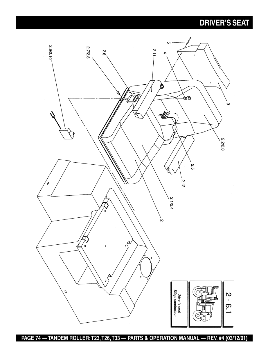 Driver’s seat | Multiquip Rammax Tandem Vibratory Roller T23 User Manual | Page 74 / 232