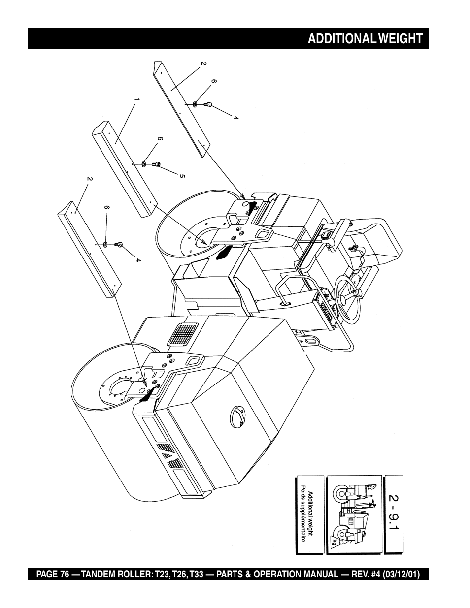 Additional weight | Multiquip Rammax Tandem Vibratory Roller T23 User Manual | Page 76 / 232
