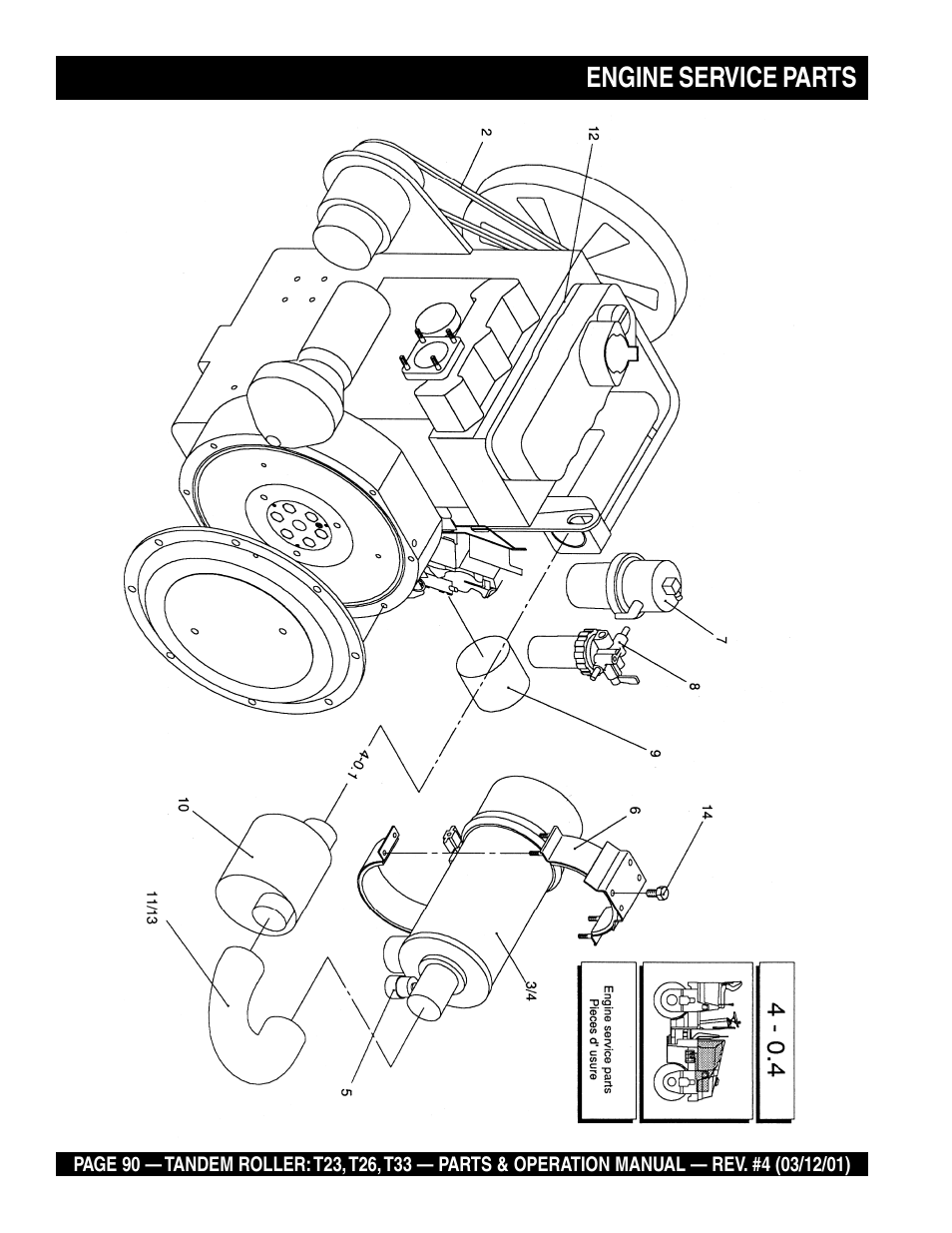 Engine service parts | Multiquip Rammax Tandem Vibratory Roller T23 User Manual | Page 90 / 232