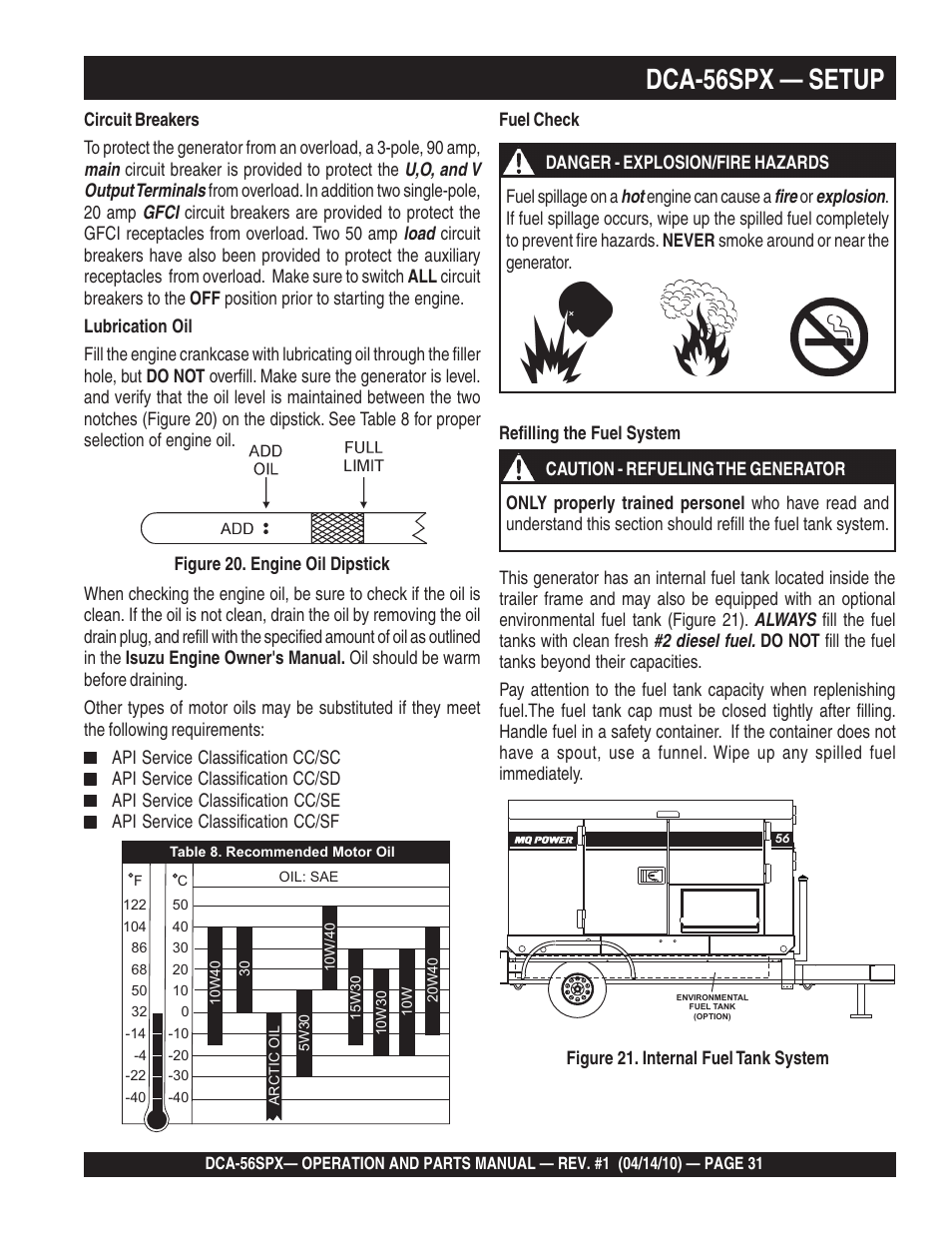 1dca-56spx — setup | Multiquip WHISPERWATTTM SERIES 60 Hz GENERATOR DCA-56SPX User Manual | Page 31 / 86
