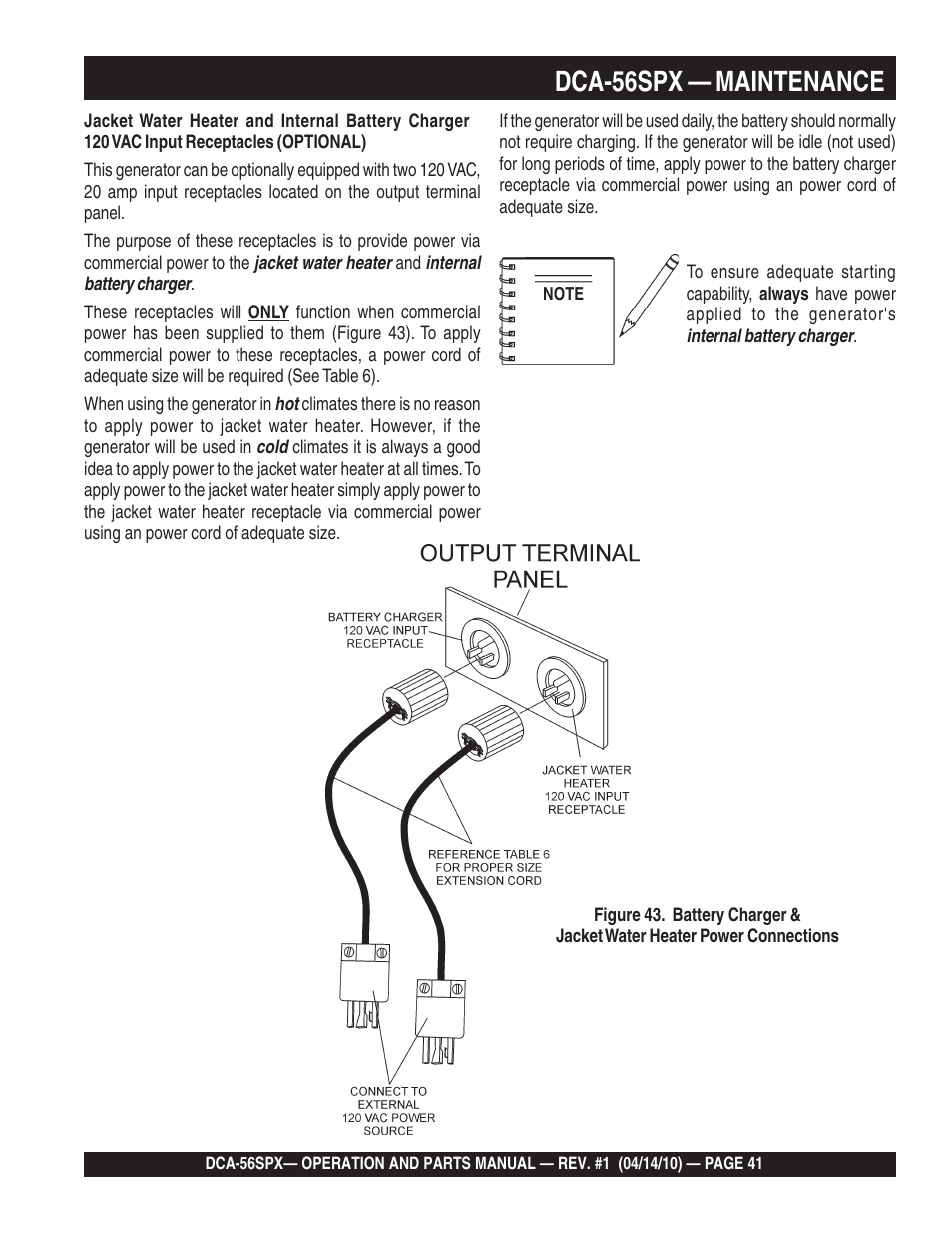 1dca-56spx — maintenance | Multiquip WHISPERWATTTM SERIES 60 Hz GENERATOR DCA-56SPX User Manual | Page 41 / 86