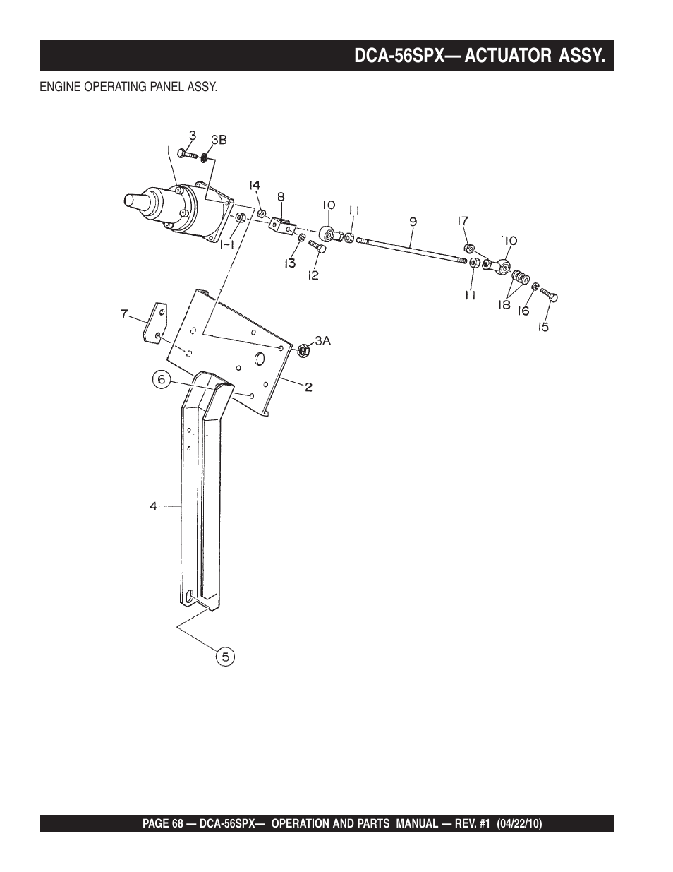 Dca-56spx— actuator assy | Multiquip WHISPERWATTTM SERIES 60 Hz GENERATOR DCA-56SPX User Manual | Page 68 / 86