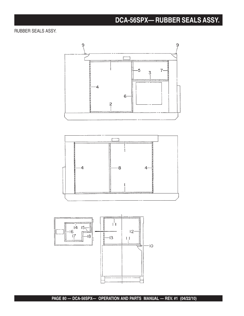 Dca-56spx— rubber seals assy | Multiquip WHISPERWATTTM SERIES 60 Hz GENERATOR DCA-56SPX User Manual | Page 80 / 86