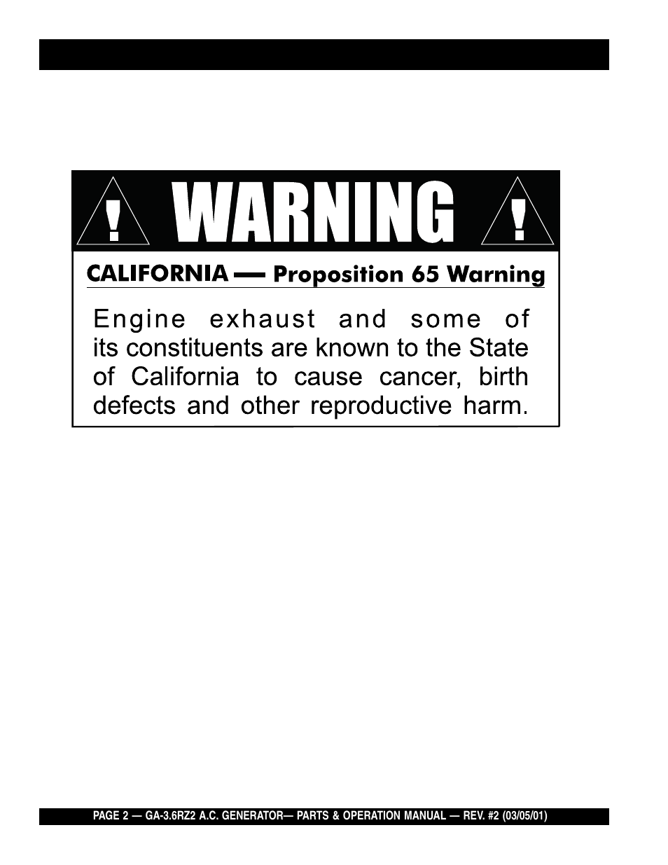 Multiquip A.C. Generator GA-3.6RZ2 User Manual | Page 2 / 52