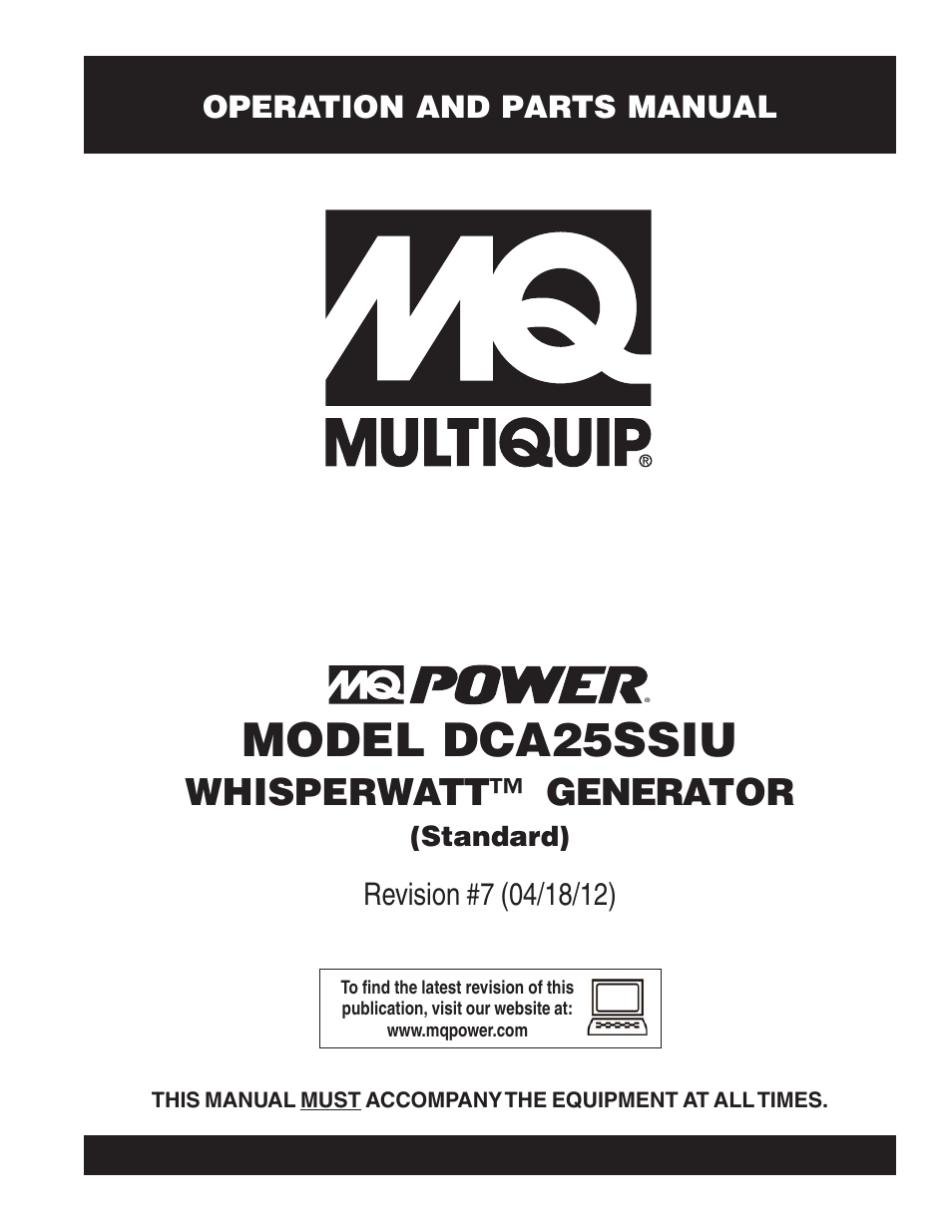 Multiquip Wisperwatt Generator DCA25SSIU User Manual | 142 pages