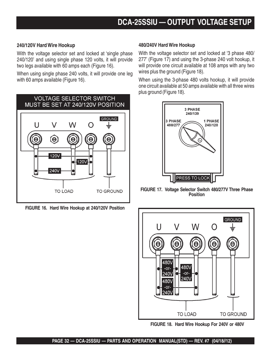 Dca-25ssiu — output voltage setup | Multiquip Wisperwatt Generator DCA25SSIU User Manual | Page 32 / 142