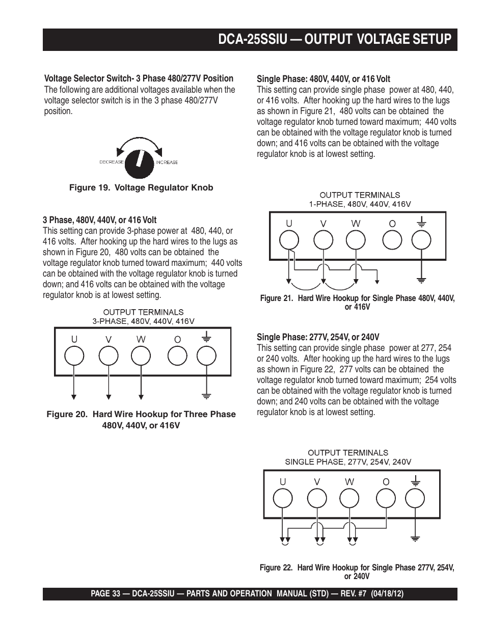 Dca-25ssiu — output voltage setup | Multiquip Wisperwatt Generator DCA25SSIU User Manual | Page 33 / 142