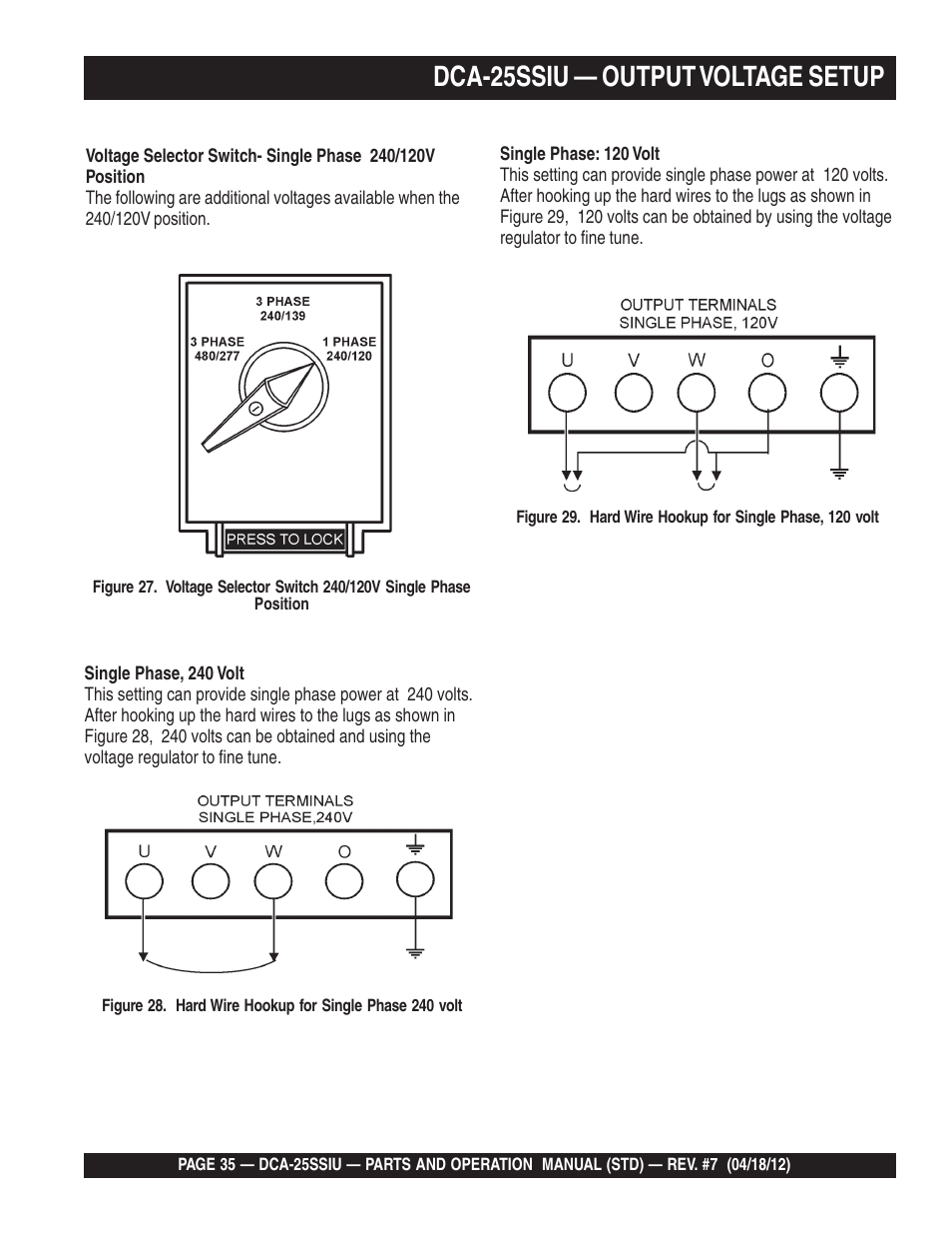 Dca-25ssiu — output voltage setup | Multiquip Wisperwatt Generator DCA25SSIU User Manual | Page 35 / 142