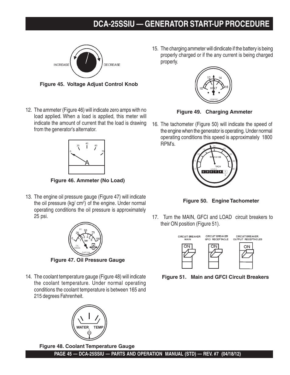 Dca-25ssiu — generator start-up procedure | Multiquip Wisperwatt Generator DCA25SSIU User Manual | Page 45 / 142