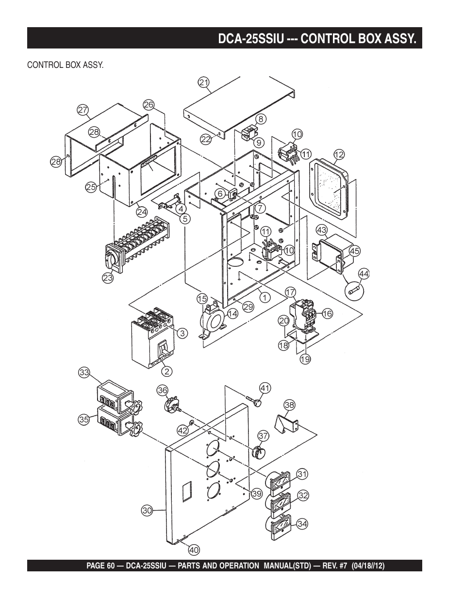 Dca-25ssiu --- control box assy | Multiquip Wisperwatt Generator DCA25SSIU User Manual | Page 60 / 142