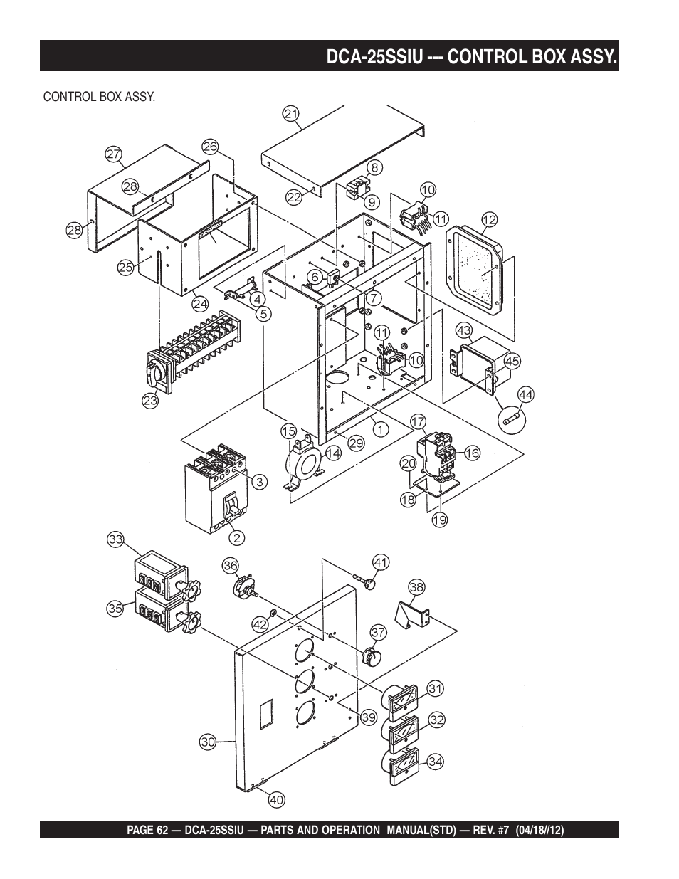 Dca-25ssiu --- control box assy | Multiquip Wisperwatt Generator DCA25SSIU User Manual | Page 62 / 142