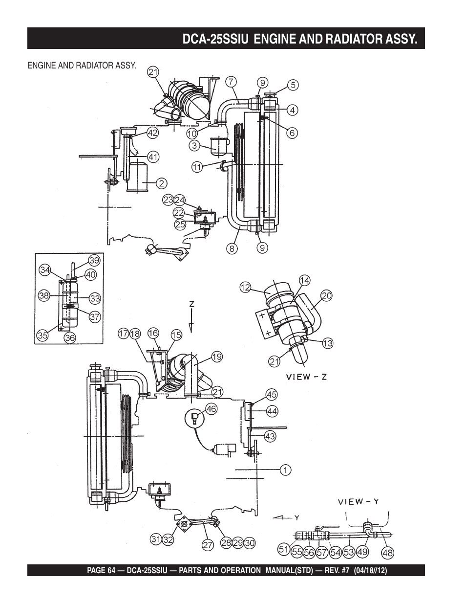 Dca-25ssiu engine and radiator assy | Multiquip Wisperwatt Generator DCA25SSIU User Manual | Page 64 / 142