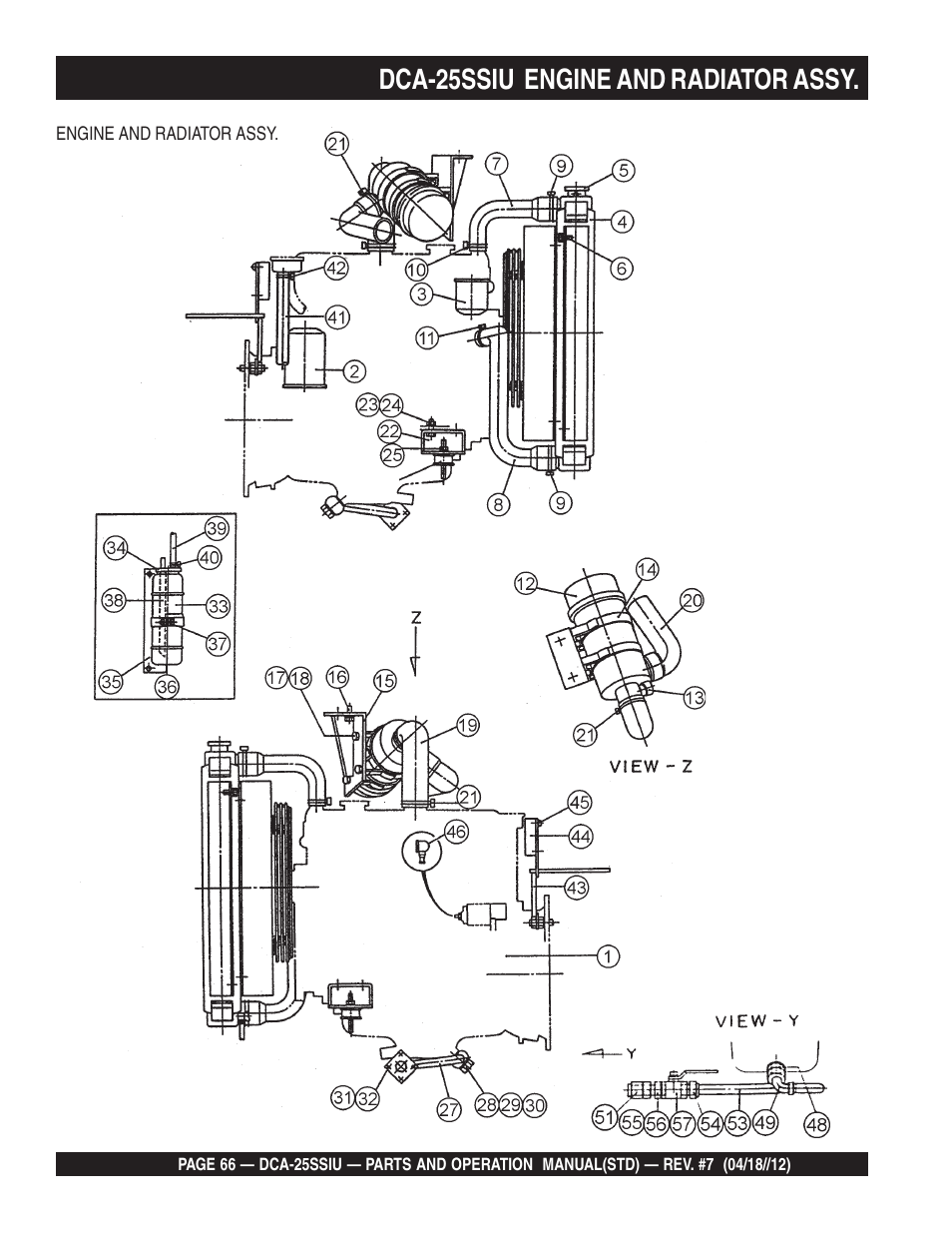 Dca-25ssiu engine and radiator assy | Multiquip Wisperwatt Generator DCA25SSIU User Manual | Page 66 / 142