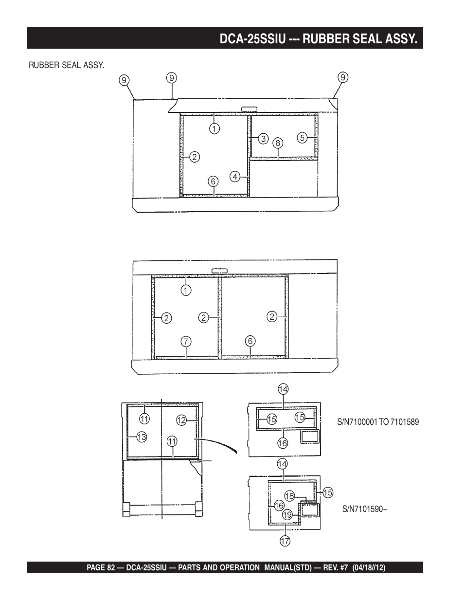 Dca-25ssiu --- rubber seal assy | Multiquip Wisperwatt Generator DCA25SSIU User Manual | Page 82 / 142