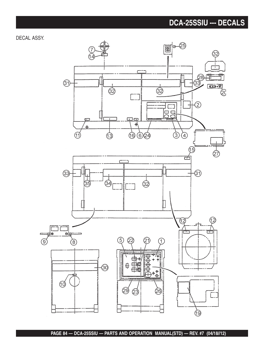 Dca-25ssiu --- decals | Multiquip Wisperwatt Generator DCA25SSIU User Manual | Page 84 / 142