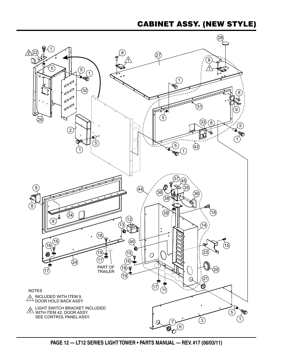 Cabinet assy. (new style) | Multiquip Nighthawk Series Dedicated Light Tower LT12D User Manual | Page 12 / 58