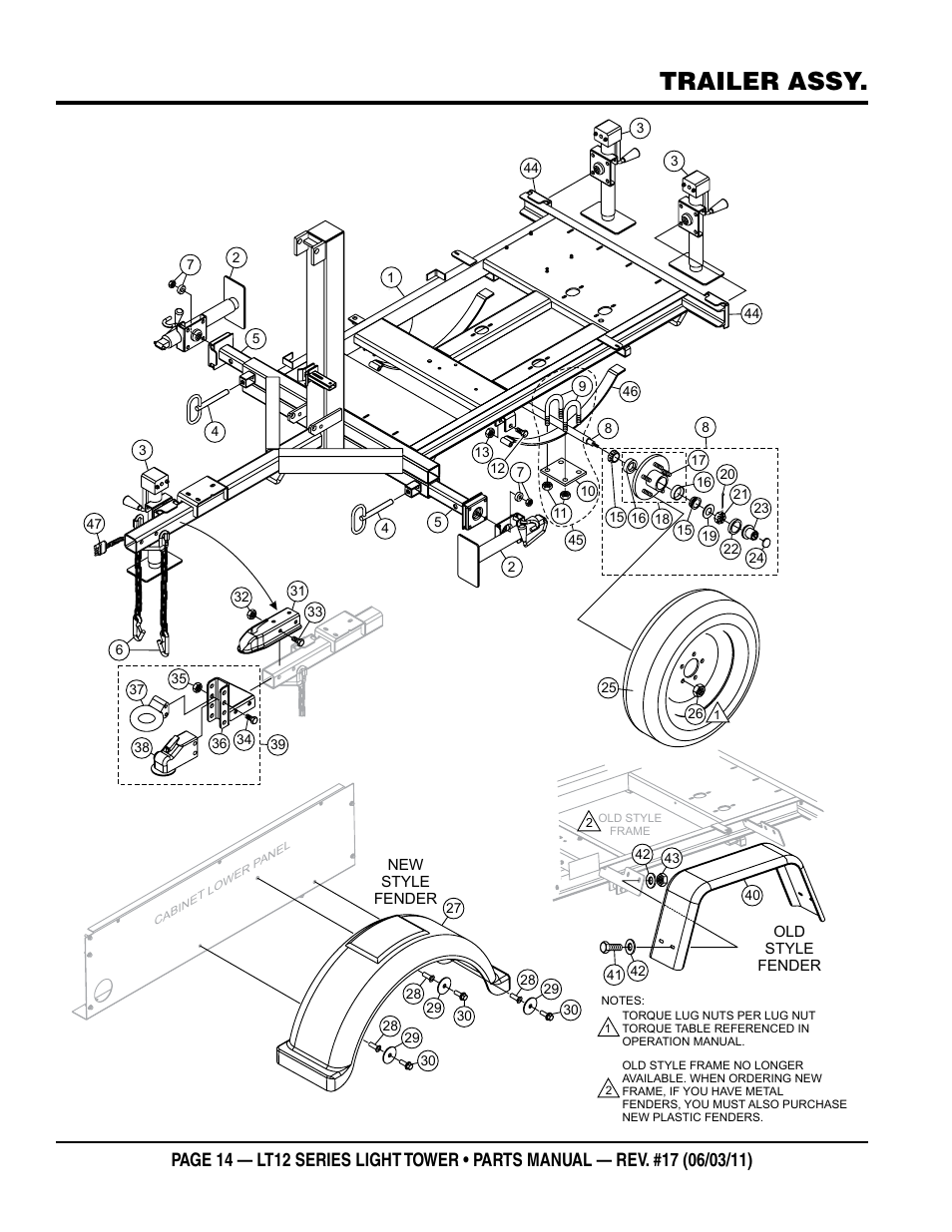 Trailer assy | Multiquip Nighthawk Series Dedicated Light Tower LT12D User Manual | Page 14 / 58