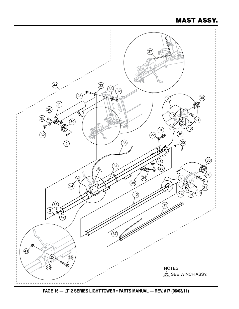Mast assy | Multiquip Nighthawk Series Dedicated Light Tower LT12D User Manual | Page 16 / 58