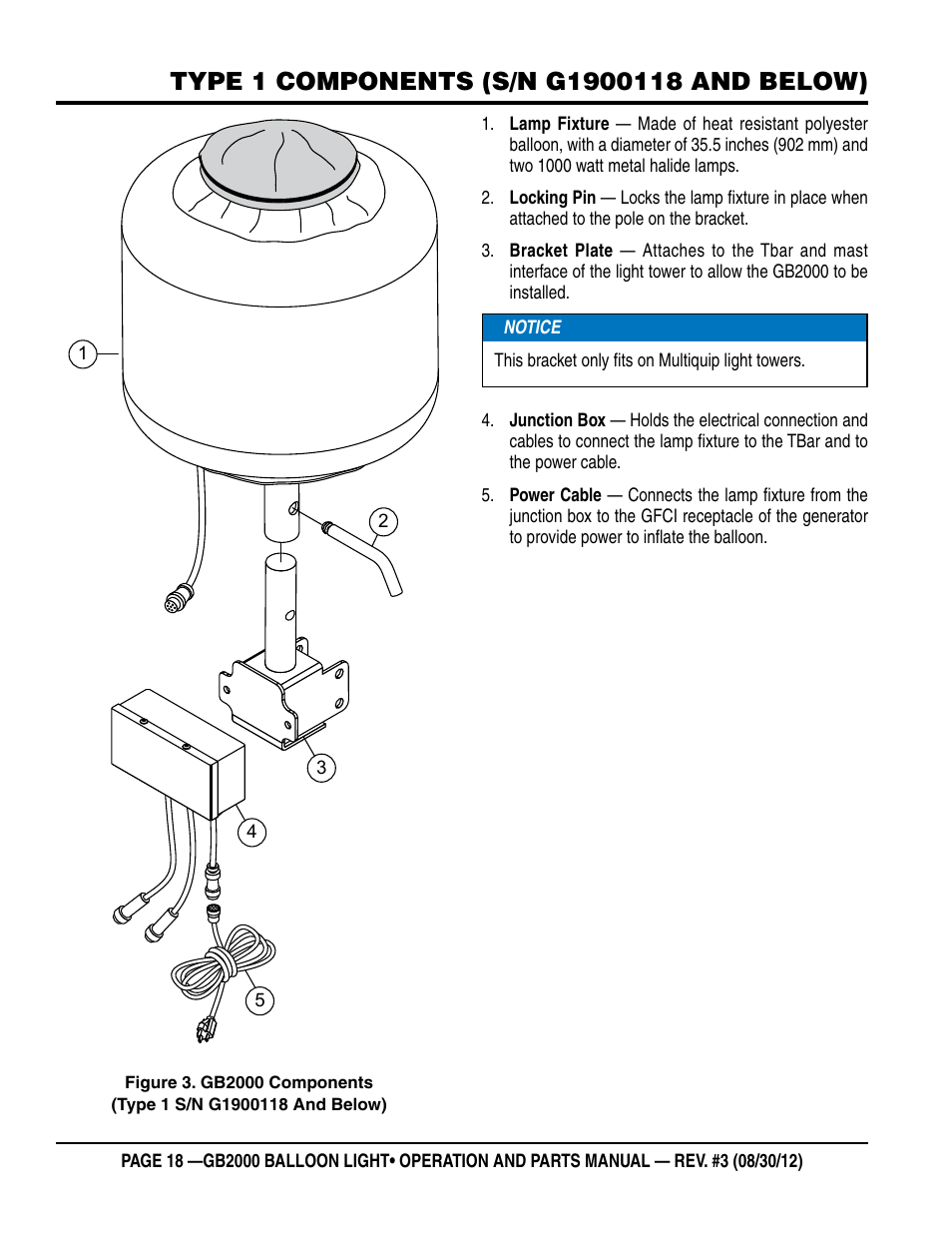 Multiquip Light Tower Mount Type Balloon Light GB2000 User Manual | Page 18 / 52