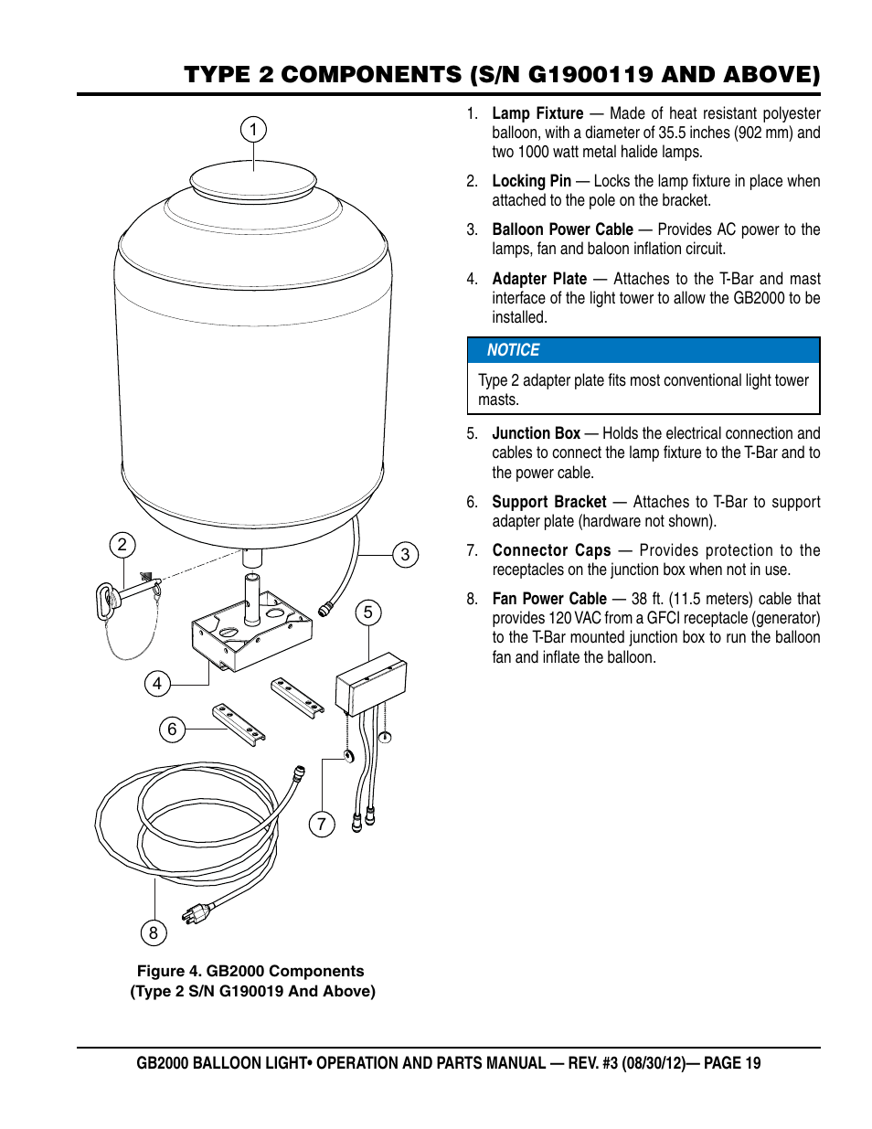 Multiquip Light Tower Mount Type Balloon Light GB2000 User Manual | Page 19 / 52