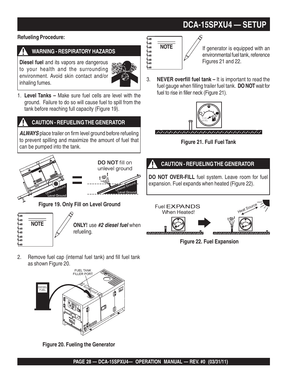 Dca-15spxu4 — setup | Multiquip Whisperwatt 60 Hz Generator DCA-15SPXU4 User Manual | Page 28 / 46