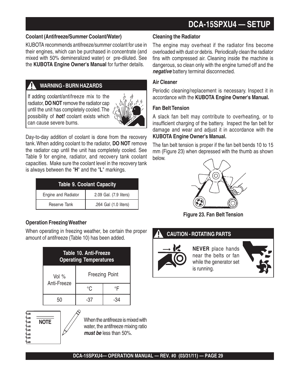 Dca-15spxu4 — setup | Multiquip Whisperwatt 60 Hz Generator DCA-15SPXU4 User Manual | Page 29 / 46