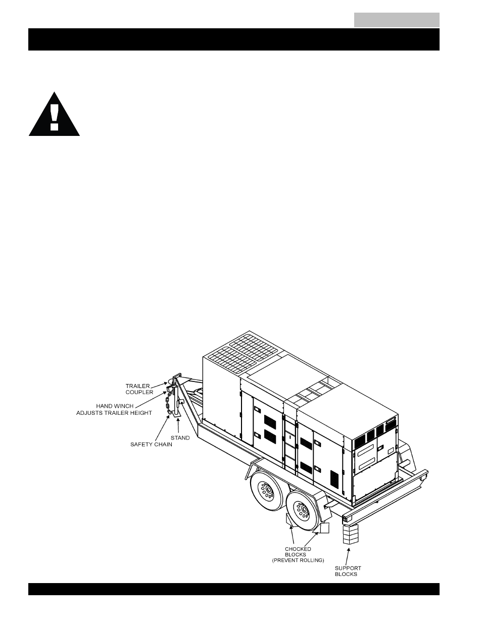Towing safety precaution, Dca-220ssk — towing, Caution | Multiquip MQ Power Whisperwatt Generator DCA-220SSK User Manual | Page 10 / 160