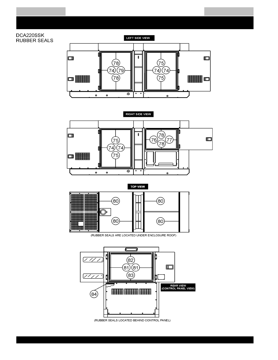 Rubber seal assembly-up to s/n1337562 -147, Dca-220ssk —rubber seal assy | Multiquip MQ Power Whisperwatt Generator DCA-220SSK User Manual | Page 146 / 160