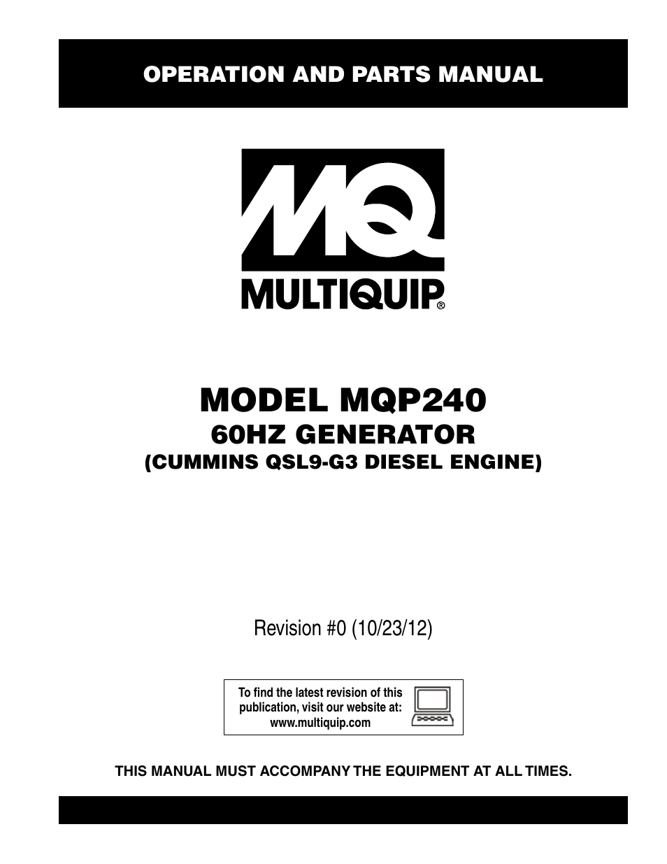 Multiquip 60HZ Generator MQP240 User Manual | 92 pages