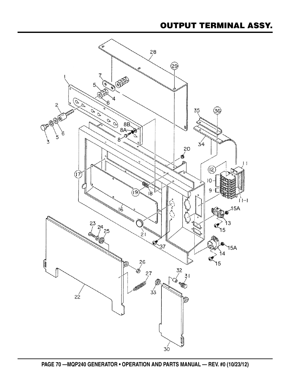 Output terminal assy | Multiquip 60HZ Generator MQP240 User Manual | Page 70 / 92