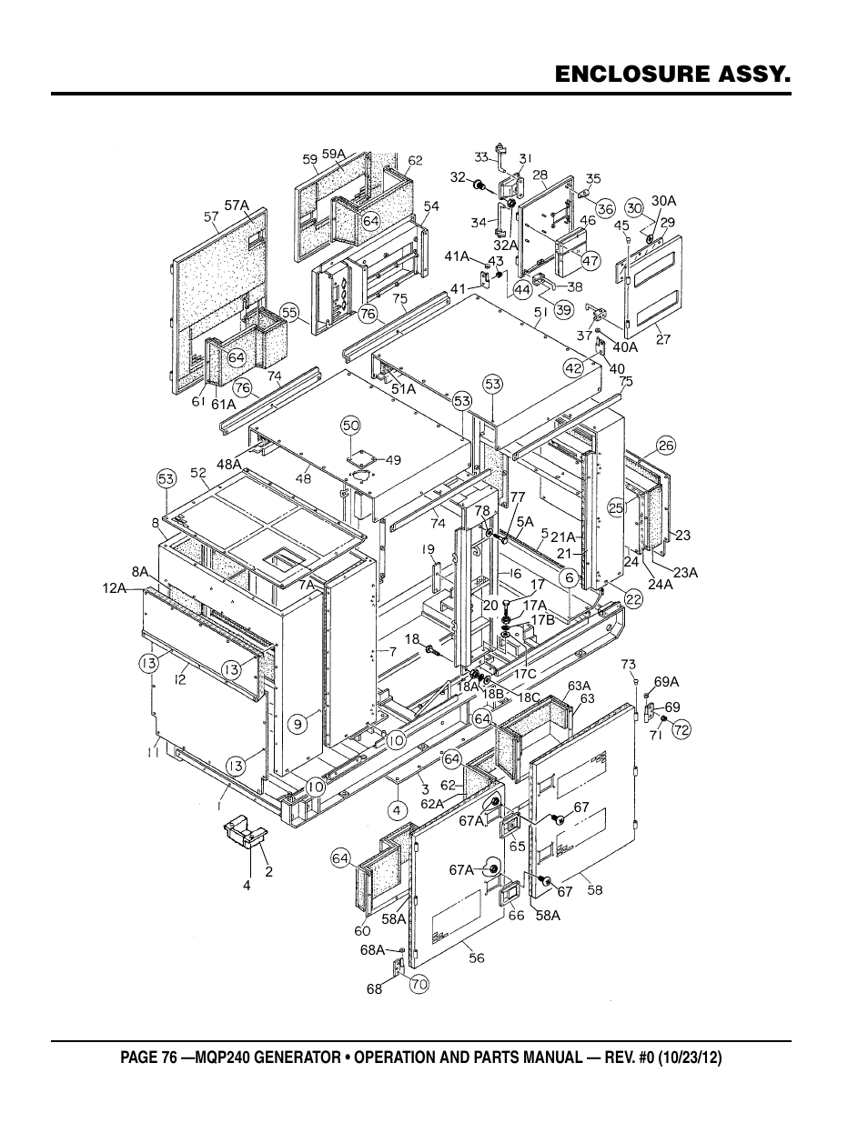 Enclosure assy | Multiquip 60HZ Generator MQP240 User Manual | Page 76 / 92