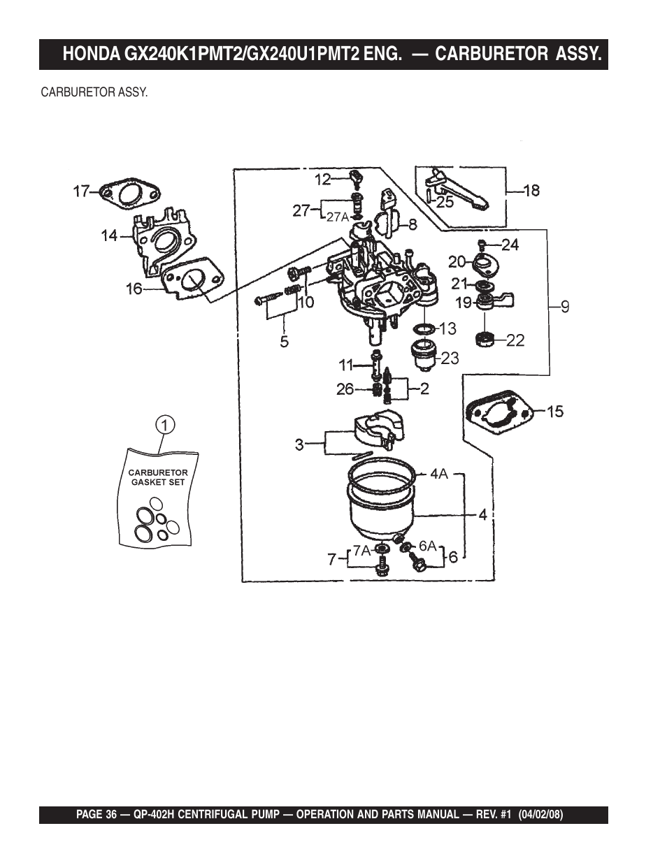 Multiquip MQ Multiquip Centrifugal Pump qp-402h User Manual | Page 36 / 70