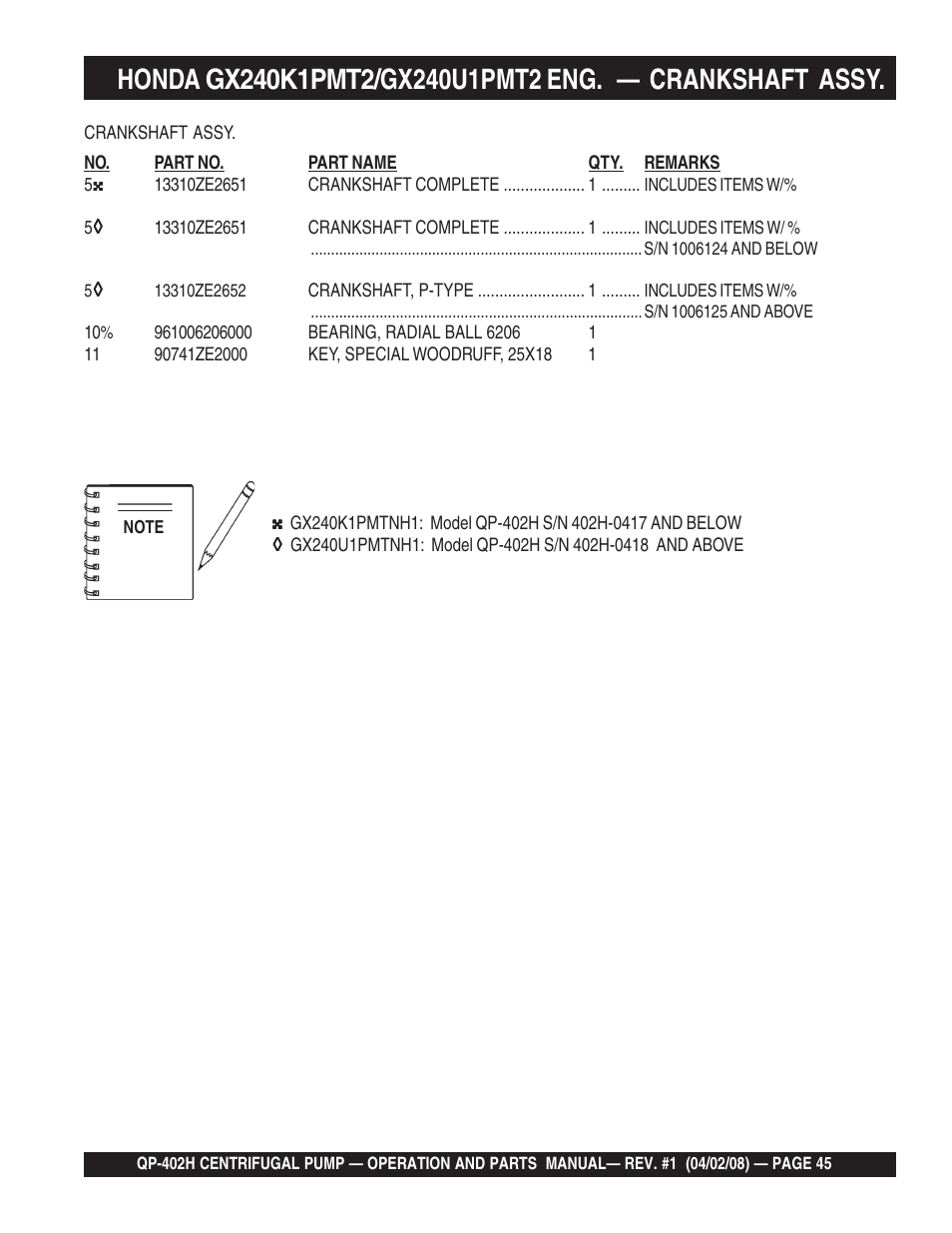 Multiquip MQ Multiquip Centrifugal Pump qp-402h User Manual | Page 45 / 70