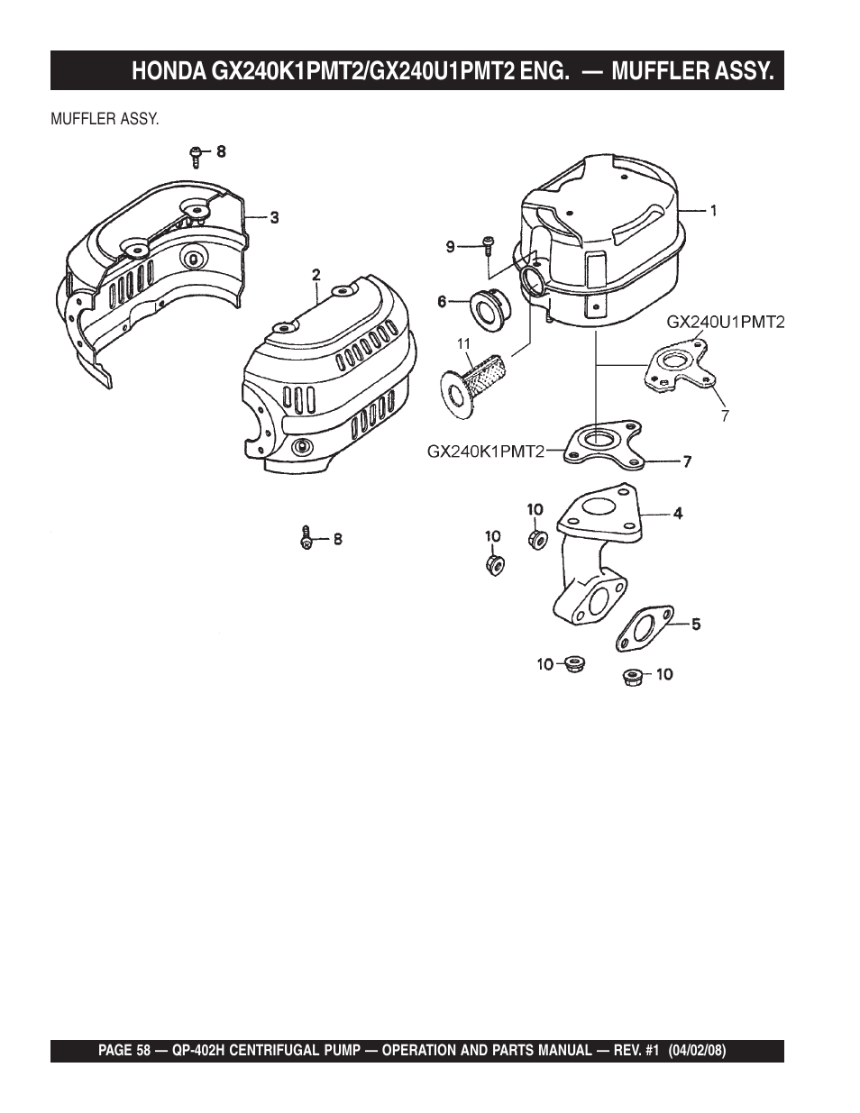 Multiquip MQ Multiquip Centrifugal Pump qp-402h User Manual | Page 58 / 70